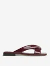 Bottega Veneta Burgundy Shiny Calf Leather Riva Flat Mules