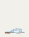 Bottega Veneta Riva Intrecciato Flat Mule Sandals In Blue