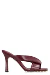 Bottega Veneta Leather Cross Strap Square Toe Mules In Red