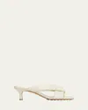Bottega Veneta Riva Micro Woven Nappa Leather Kitten-heel Sandals In White