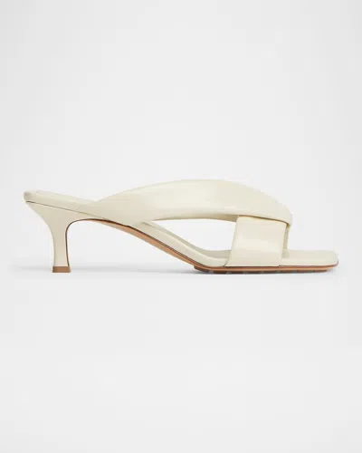 Bottega Veneta Riva Micro Woven Nappa Leather Kitten-heel Sandals In Gray