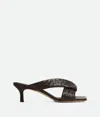 Bottega Veneta Riva Micro Woven Nappa Leather Kitten-heel Sandals In Burgundy