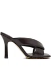 Bottega Veneta Criss Cross Padded Leather Slide Sandals In Brown