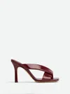 Bottega Veneta Leather Cross Strap Square Toe Mules In Pink