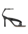Bottega Veneta Riva Padded Glossed-leather Sandals In Black