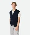 Bottega Veneta Blue Flat Rib Knit Cardigan-like Vest