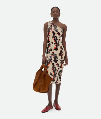 Bottega Veneta Viscose Embroidered Dress In Sugar/tulip/black