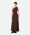 Bottega Veneta Crepe Viscose Jersey Dress In Brown