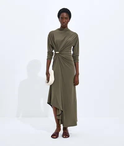 Bottega Veneta Crepe Viscose Jersey Dress In Green