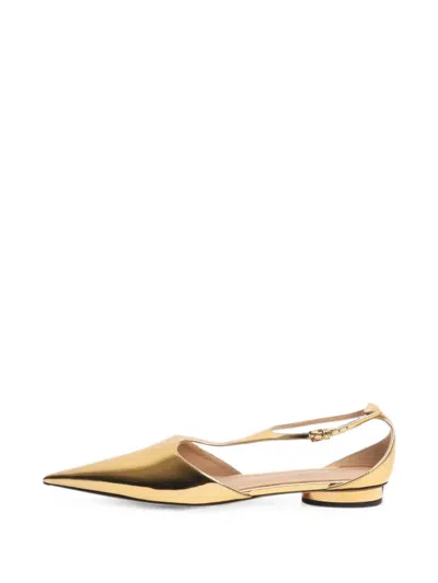 Pre-owned Bottega Veneta Rocket T-bar Ballet Flats In Gold