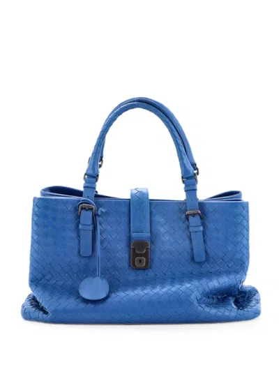 Pre-owned Bottega Veneta Roma Bag Intrecciato Nappa Medium Tote Bag In Blue