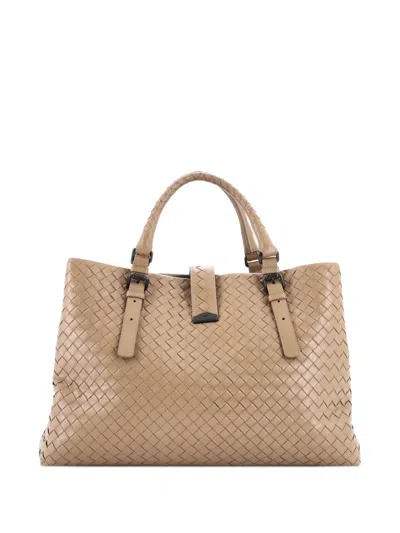 Pre-owned Bottega Veneta Roma Bag Intrecciato Nappa Medium Tote Bag In Neutral
