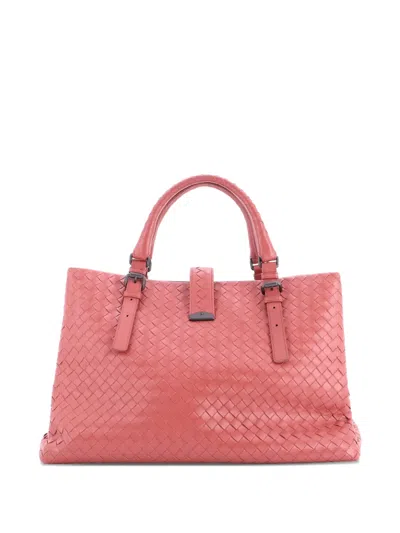 Pre-owned Bottega Veneta Roma Bag Intrecciato Nappa Medium Tote Bag In Pink