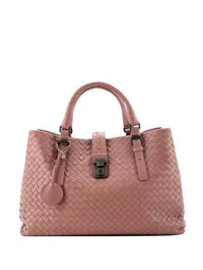 Pre-owned Bottega Veneta Roma Bag Intrecciato Nappa Medium Tote Bag In Pink
