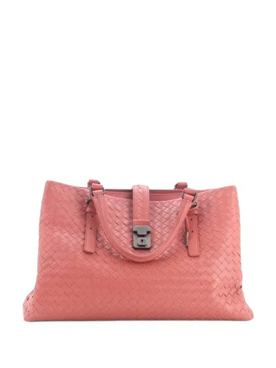 Pre-owned Bottega Veneta Roma Bag Intrecciato Nappa Medium Tote Bag In Pink