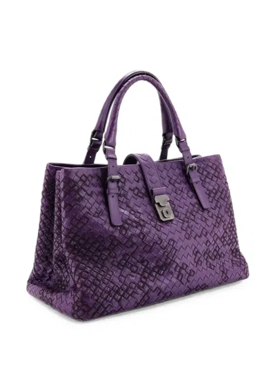 Pre-owned Bottega Veneta Roma Bag Intrecciato Nappa Medium Tote Bag In Purple