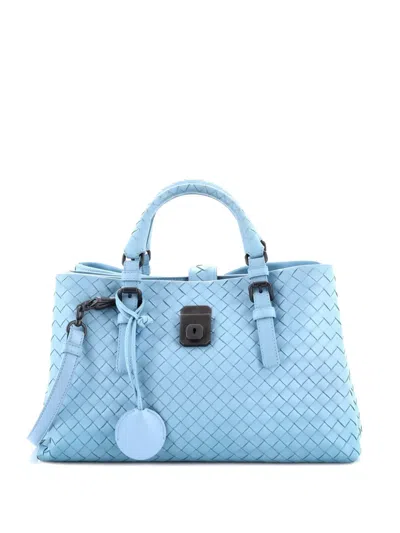 Pre-owned Bottega Veneta Roma Bag Intrecciato Nappa Small Tote Bag In Blue