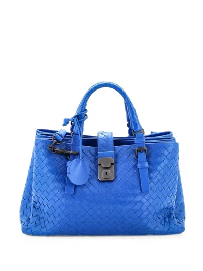 Pre-owned Bottega Veneta Roma Bag Intrecciato Nappa Small Tote Bag In Blue