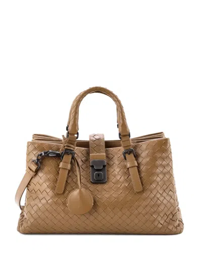 Pre-owned Bottega Veneta Roma Bag Intrecciato Nappa Small Tote Bag In Brown