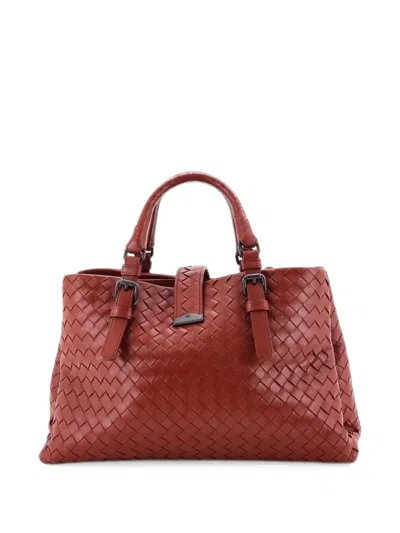 Pre-owned Bottega Veneta Roma Bag Intrecciato Nappa Small Tote Bag In Red