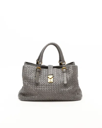 Bottega Veneta Roma Intrecciato Medium Tote Bag In Gray