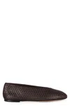 Bottega Veneta Micro Woven Nappa Leather Ballerina Flats In Brown