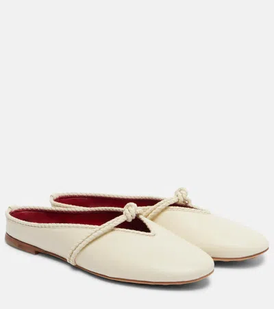 Bottega Veneta Rosa Intrecciato-trimmed Leather Mules In White