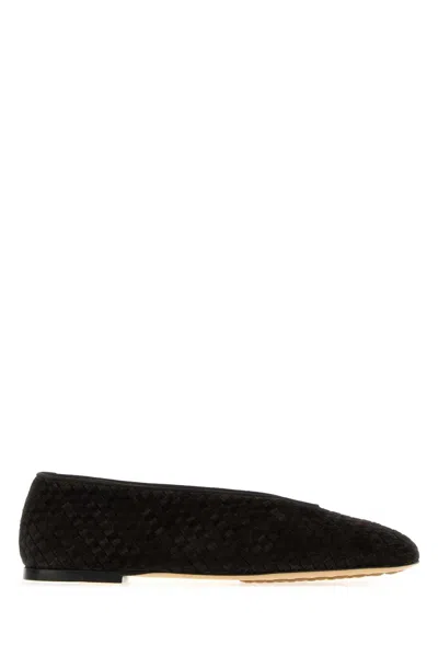 Bottega Veneta Rosa Mini Suede Ballerinas In Black