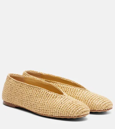 Bottega Veneta Raffia Rosa Ballerinas In Neutral