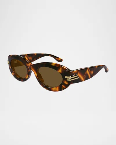 Bottega Veneta 51mm Oval Sunglasses In Havana