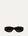 Bottega Veneta Round Acetate Sunglasses In Shiny Solid Black