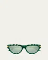 Bottega Veneta Bv1035s-008 Green-green-green In Solid Dark Green Crystal