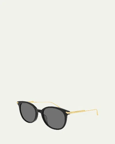 Bottega Veneta Round Acetate/metal Sunglasses In Pink