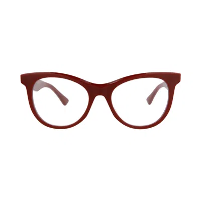 Pre-owned Bottega Veneta Round-frame Acetate Optical Frames 'burgundy Transparent' | Red | Women's Size Onesiz