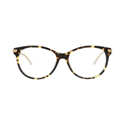 Pre-owned Bottega Veneta Round-frame Acetate Optical Frames 'havana Gold Transparent' | Multi-color | Women's