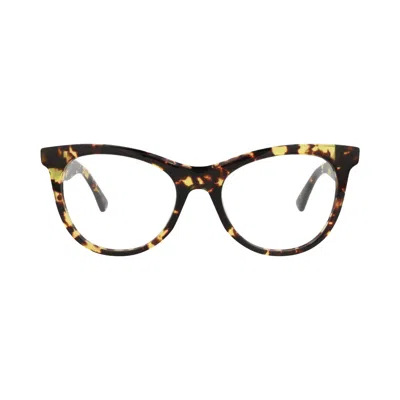 Pre-owned Bottega Veneta Round-frame Acetate Optical Frames 'havana Transparent' | Multi-color | Women's Size