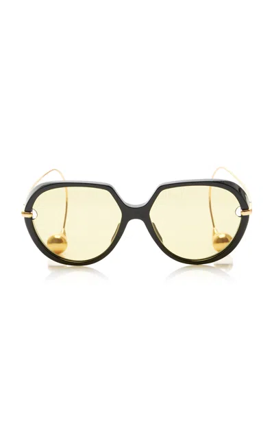 Bottega Veneta Round-frame Acetate Sunglasses In Black