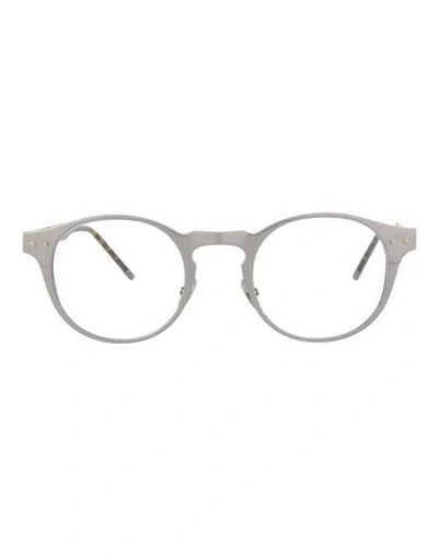 Bottega Veneta Round-frame Alluminium Optical Frames Man Eyeglass Frame Silver Size 48 Aluminum