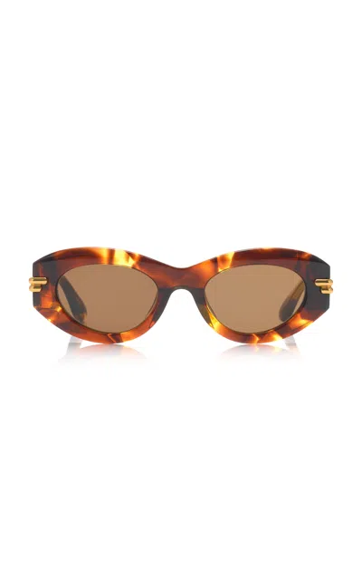 Bottega Veneta Round-frame Tortoiseshell Acetate Sunglasses In Brown