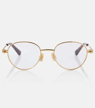 Bottega Veneta Round Glasses In Gold
