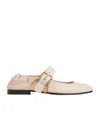 Bottega Veneta Astaire Leather Rabbit Mary Jane Ballerina Flats In Nude