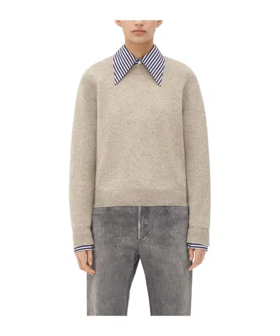 Bottega Veneta Round-neck Cashmere Sweater In Gray