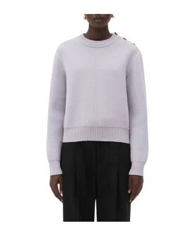Bottega Veneta Round-neck Knitted Sweater In Gray