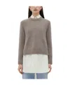 Bottega Veneta Round-neck Long-sleeved Sweater In Gray