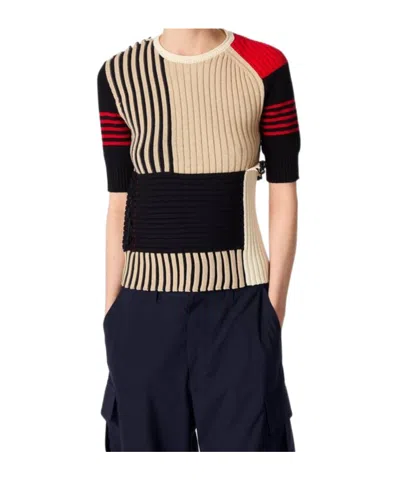 Bottega Veneta Round-neck Splicing Top In Black