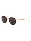 Bottega Veneta Bv1389s Linea Ribbon 001 Gold Grey Sunglasses