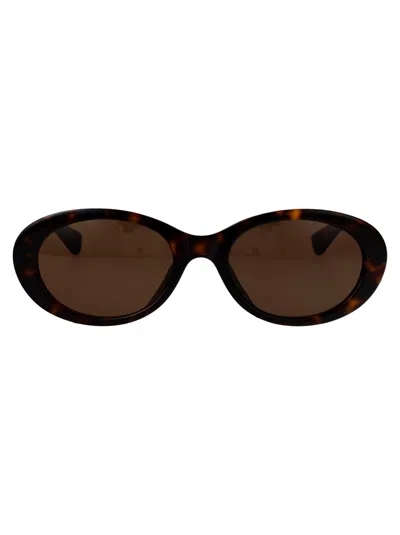 Bottega Veneta Havana-havana-brown Recycled Acetate Sunglasses In Orange