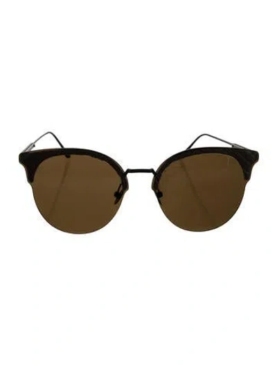 Pre-owned Bottega Veneta Round Tinted Sunglasses In Black