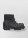 Bottega Veneta Round Toe Ankle Boots With Woven Texture