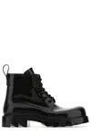 Bottega Veneta Round Toe Lace-up Combat Boots In Black